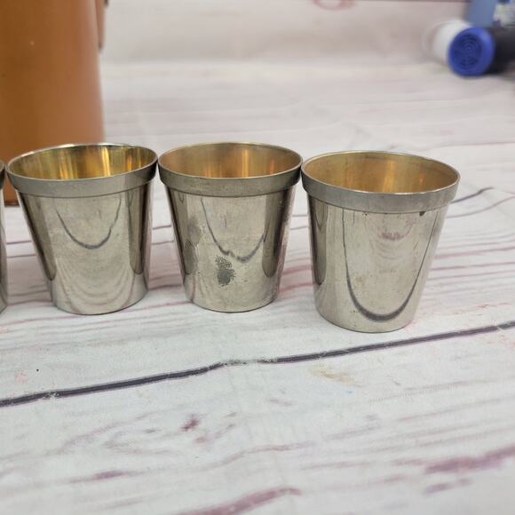 Vintage Travel Bar Set 2 Flask Portable Pub by AHS Germany 6 Shot Glasses - Picture 5 of 15